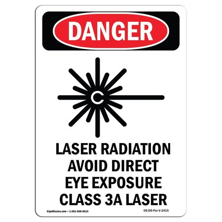 SIGNMISSION OSHA Danger Sign, Laser Radiation Avoid, 10in X 7in Decal, 7" W, 10" H, Portrait OS-DS-D-710-V-1415